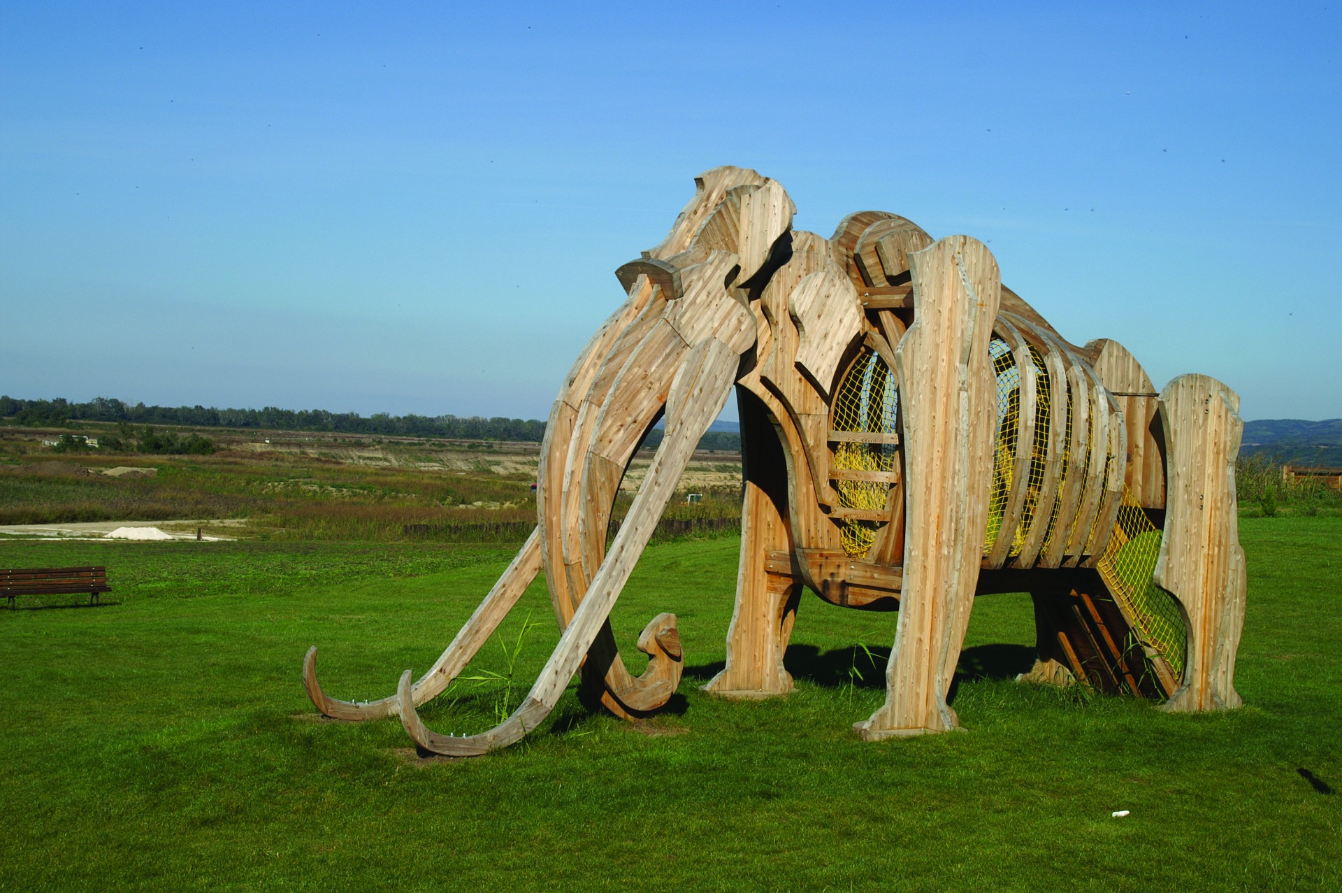 Wooden mammoth statue on-site