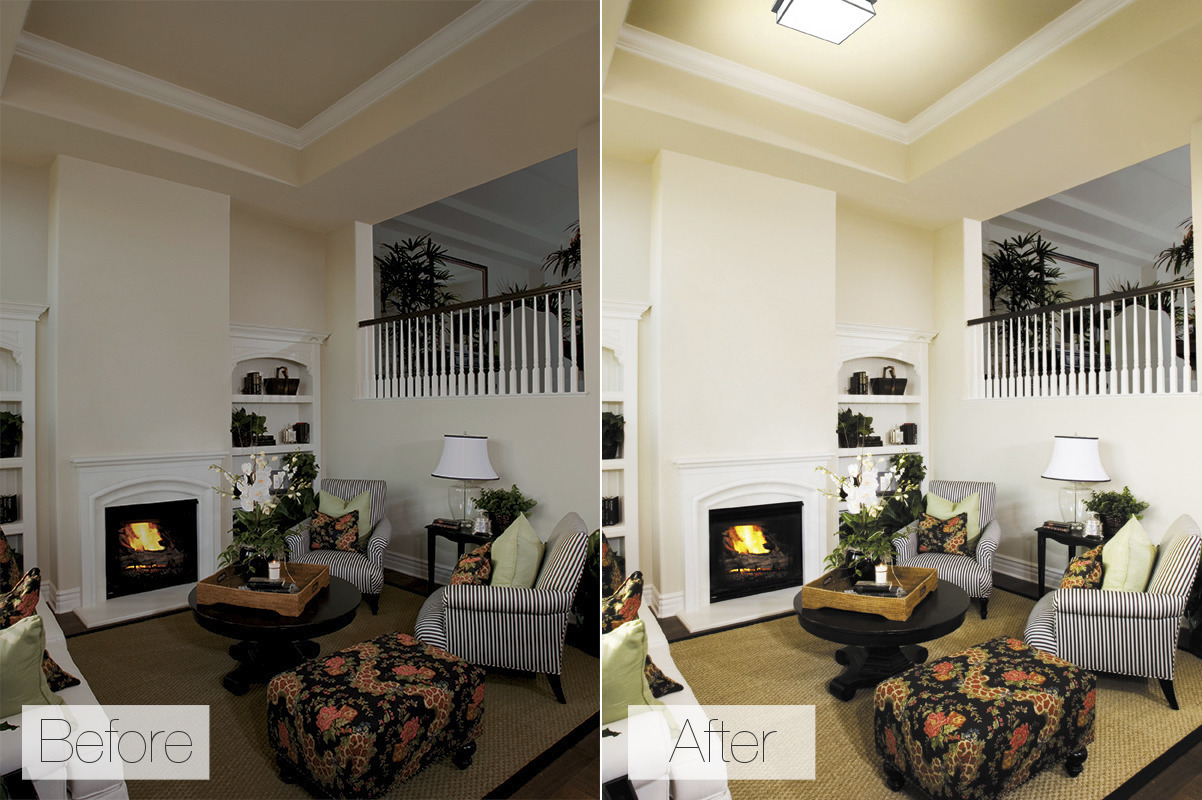 Before and after square living room example