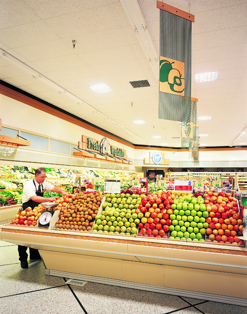 Stater Bros fruit isle brightened by installed daylighting systems