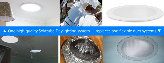 One high quality Solatube Daylighting System replaces two flexible duct systems example